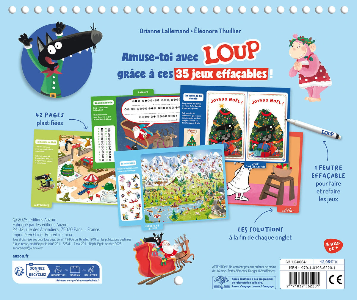 Mes jeux effaçables Loup - Spécial Noël