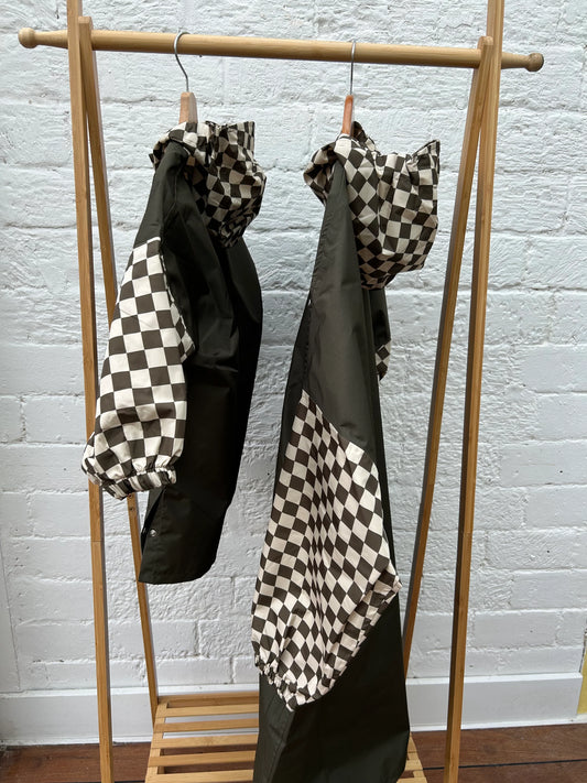 Poncho adulte - Damiers kaki