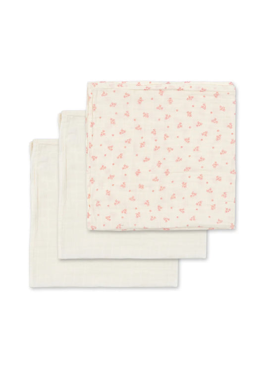 3 langes 65x65 - Fleurs rose