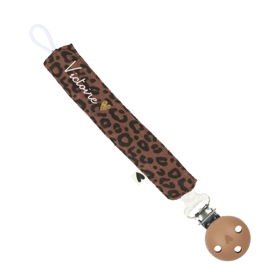 Attache tétine - Léopard marron (sans inscription)