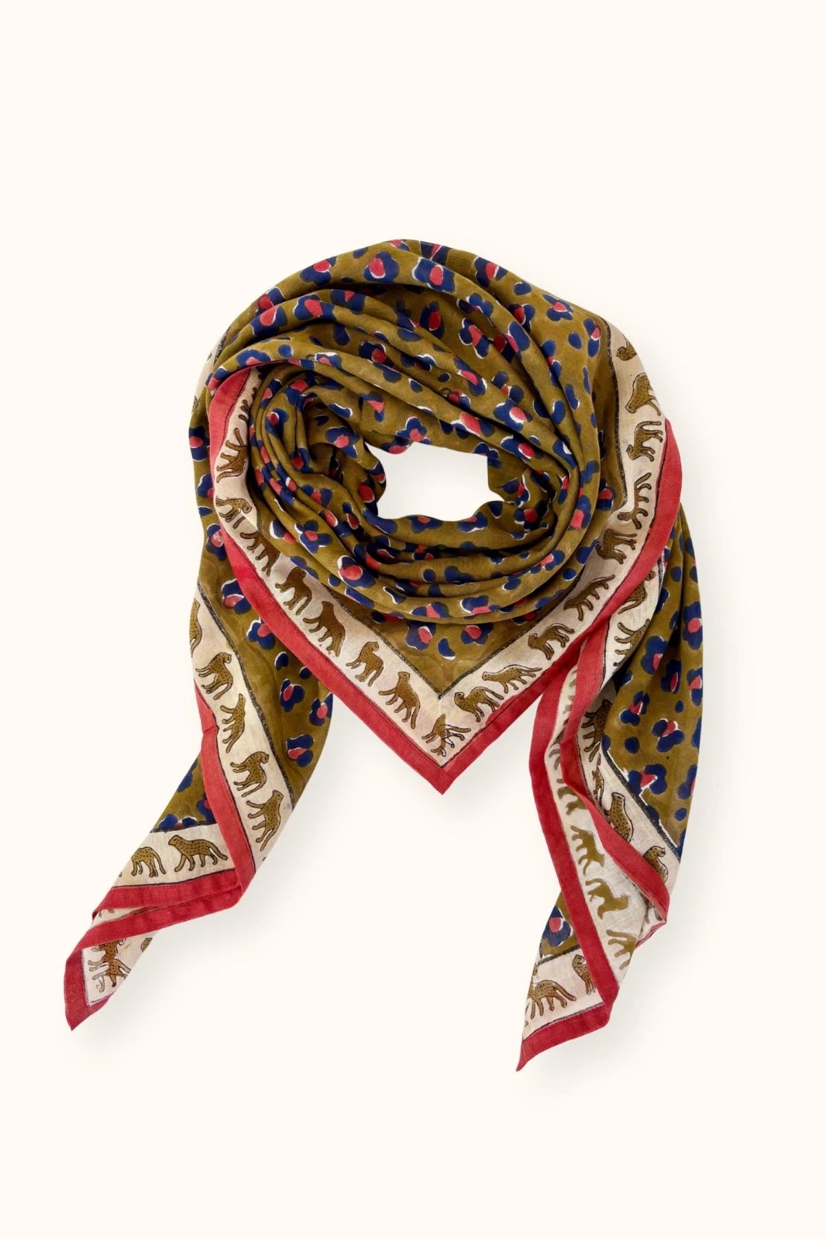 Grand foulard DUPATTA - Leopard fire