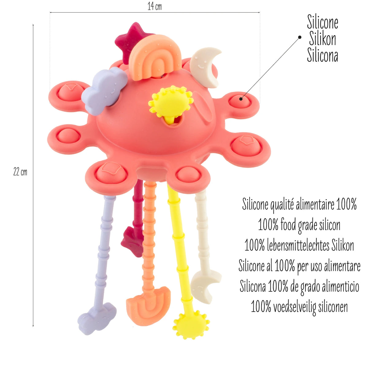 Jouet silicone lune - Rouge brique