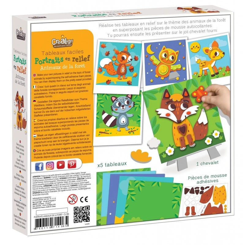 Coffret portrait en relief - Animaux de la forêt
