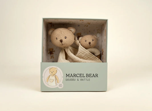 Coffret cadeau - Doudou et hochet ours Marcel