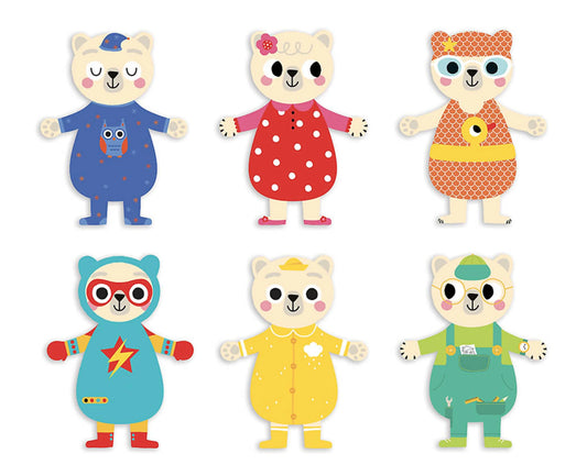 Mes silhouettes en bois - Les oursons s’habillent
