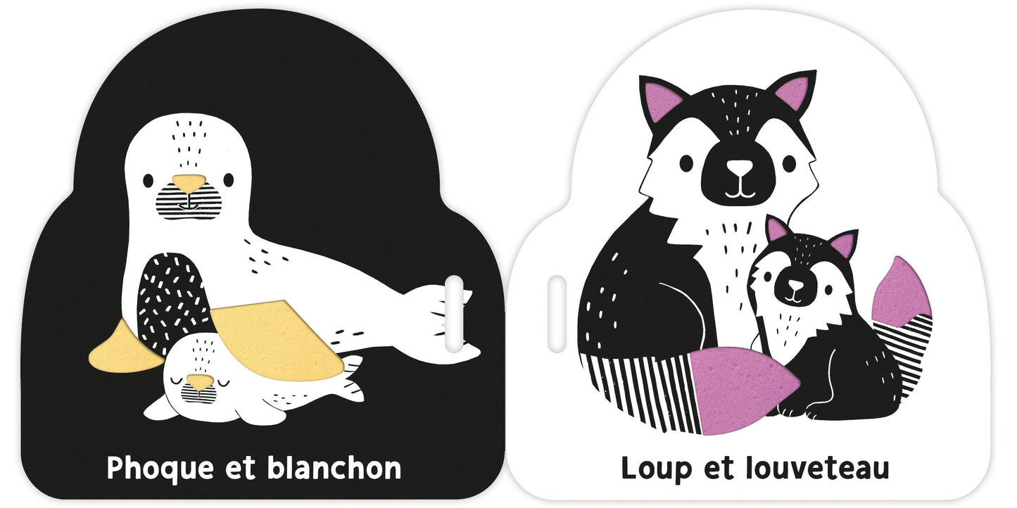 Mon premier livre poussette en noir et blanc - Bébé animaux