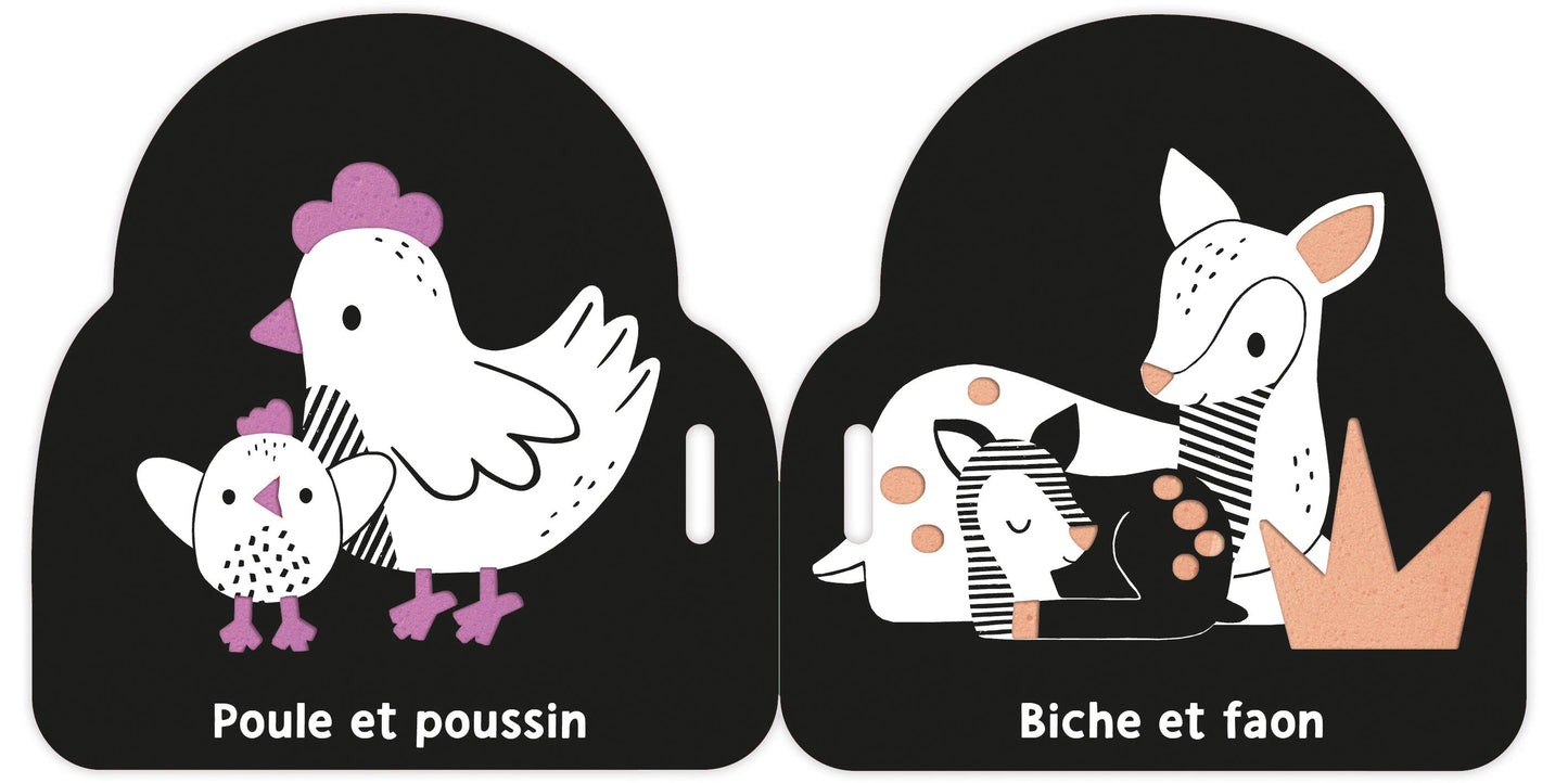 Mon premier livre poussette en noir et blanc - Bébé animaux