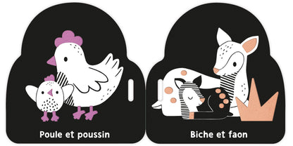 Mon premier livre poussette en noir et blanc - Bébé animaux