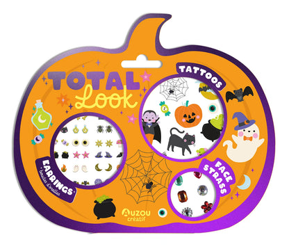 Tatouage, boucles d'oreilles et strass - Total look Halloween