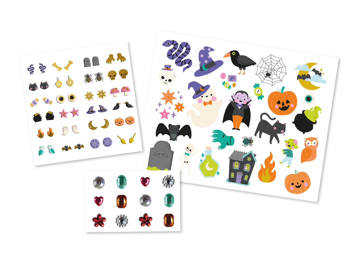 Tatouage, boucles d'oreilles et strass - Total look Halloween
