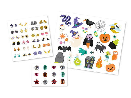 Tatouage, boucles d'oreilles et strass - Total look Halloween