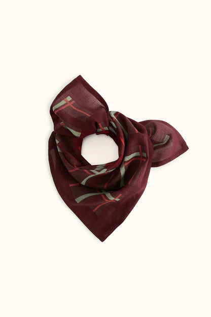 Petit foulard Dupitta - Tartan taupe