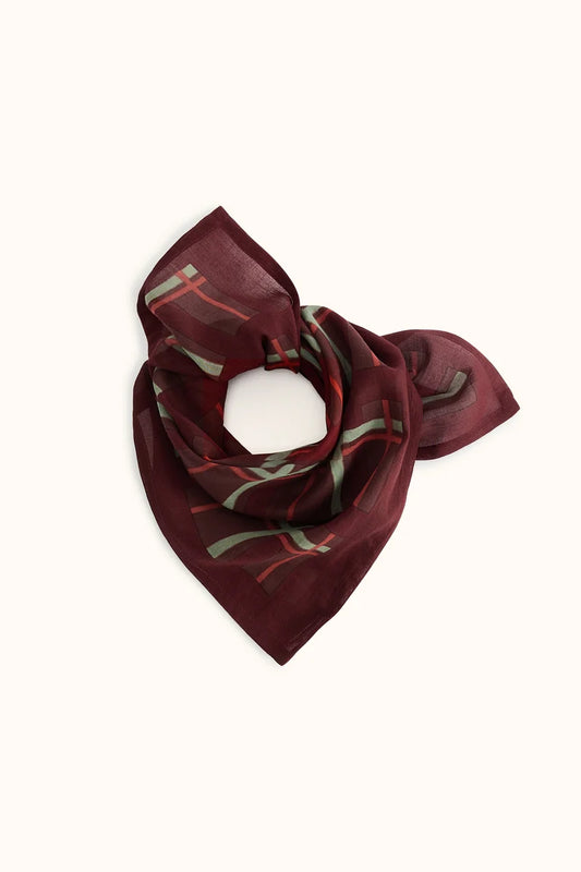 Petit foulard Dupitta - Tartan taupe