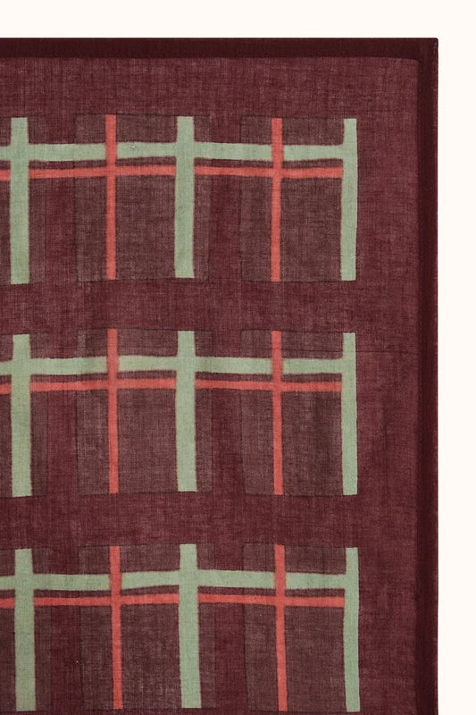 Petit foulard Dupitta - Tartan taupe