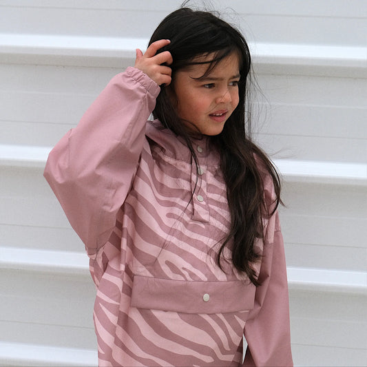 Poncho enfant - Zebra rose