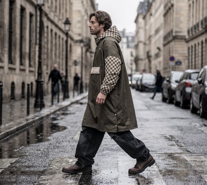 Poncho adulte - Damiers kaki