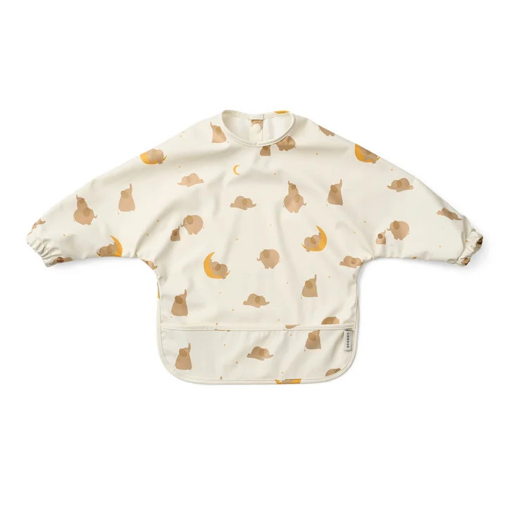 Bavoir manches longues - Eléphant beige