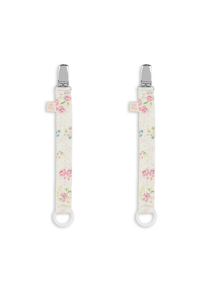 Attache tétine duo - Fleurs roses