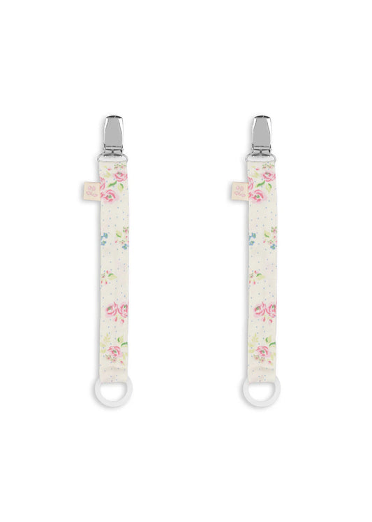 Attache tétine duo - Fleurs roses