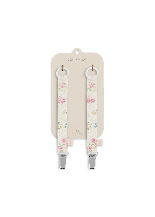Attache tétine duo - Fleurs roses