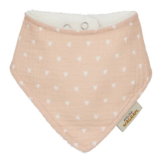 Bavoir bandana - Beige petits coeurs