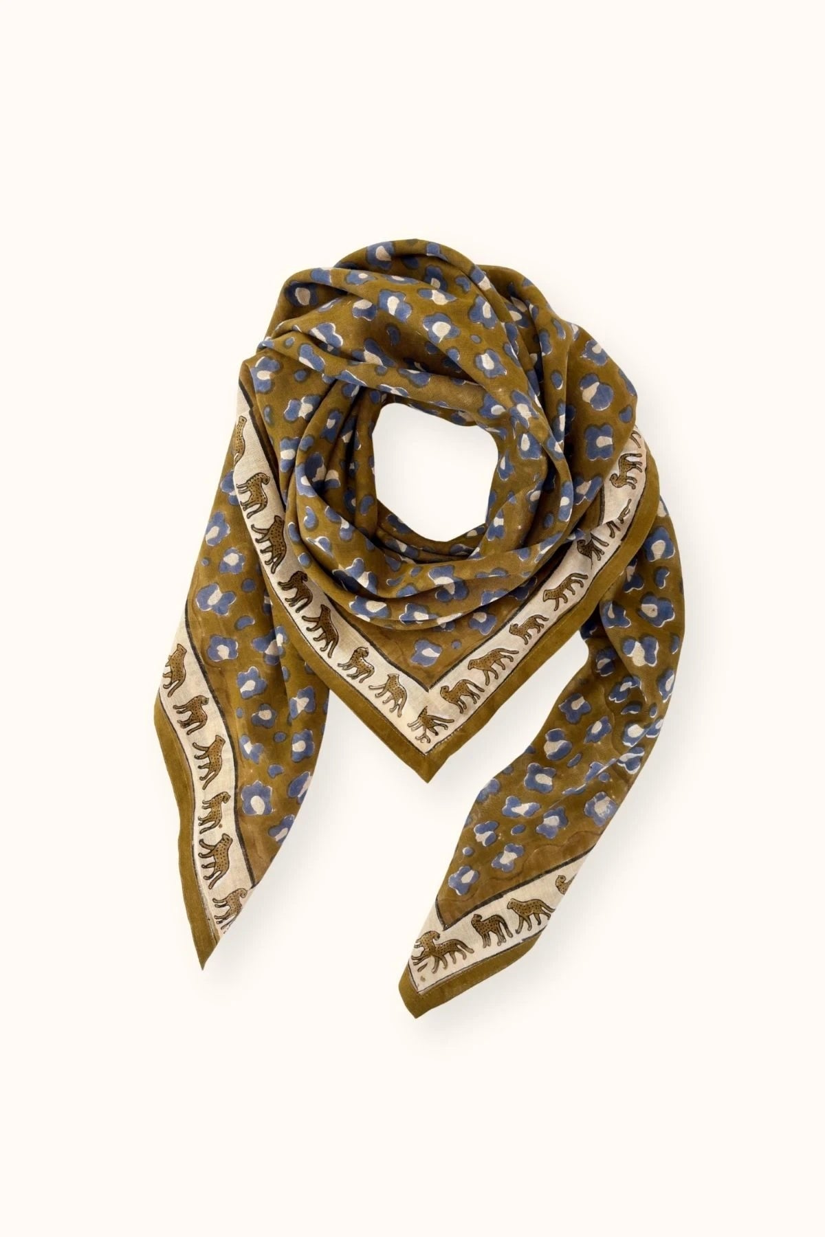 Grand foulard DUPATTA - Leopard tapenade