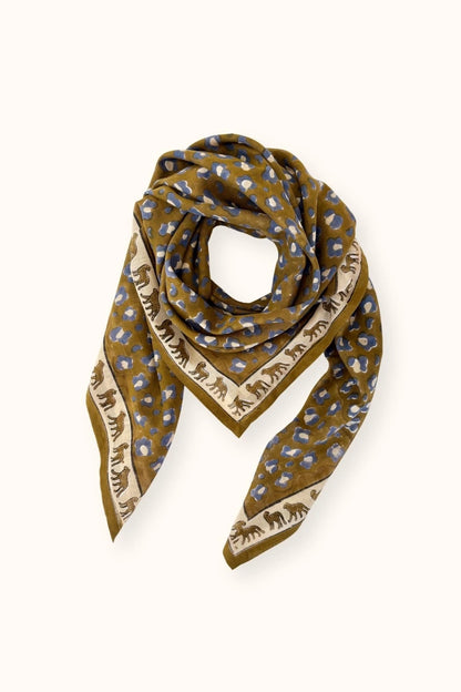 Grand foulard DUPATTA - Leopard tapenade