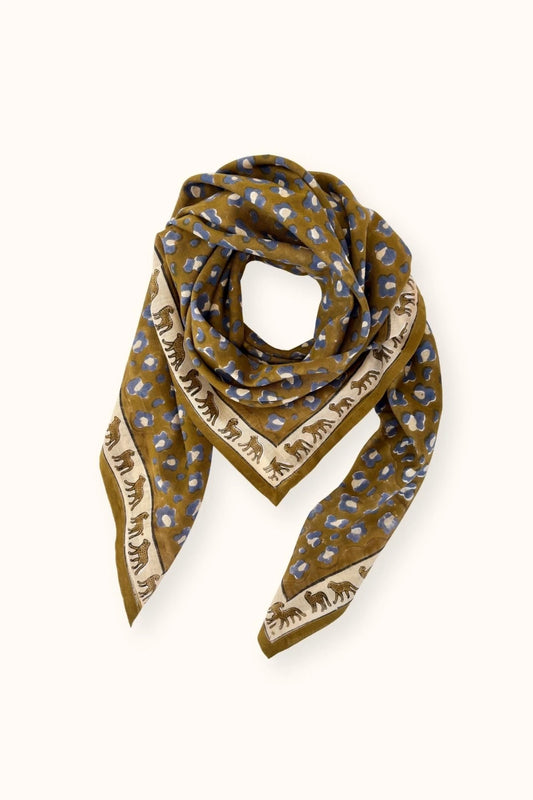 Grand foulard DUPATTA - Leopard tapenade