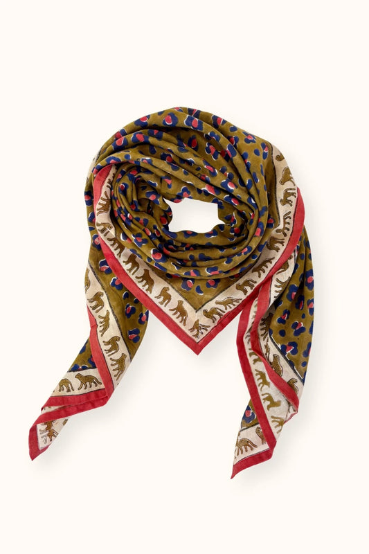 Grand foulard DUPATTA - Leopard fire