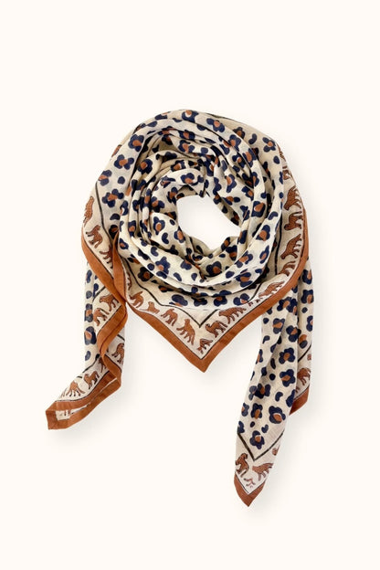 Grand foulard DUPATTA - Leopard rust