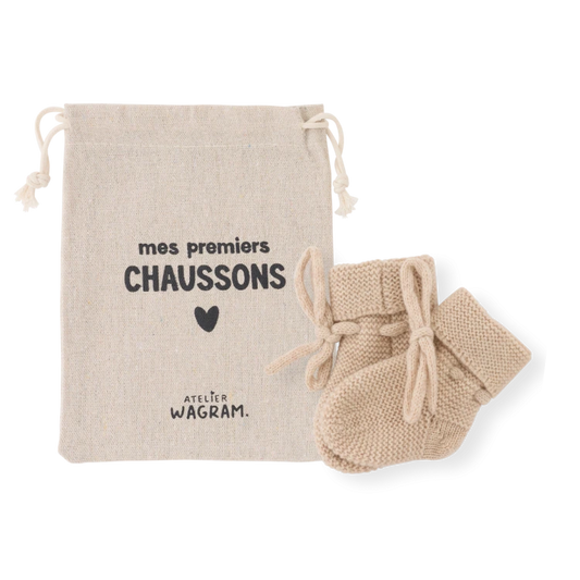 Chaussons tricotés - Sable