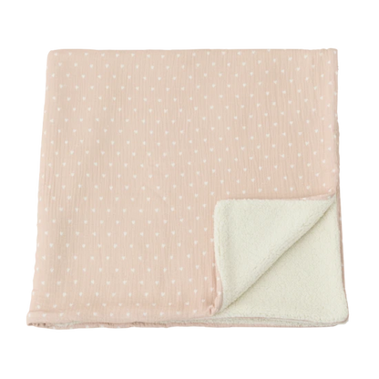 Couverture pilou - Beige petits coeurs