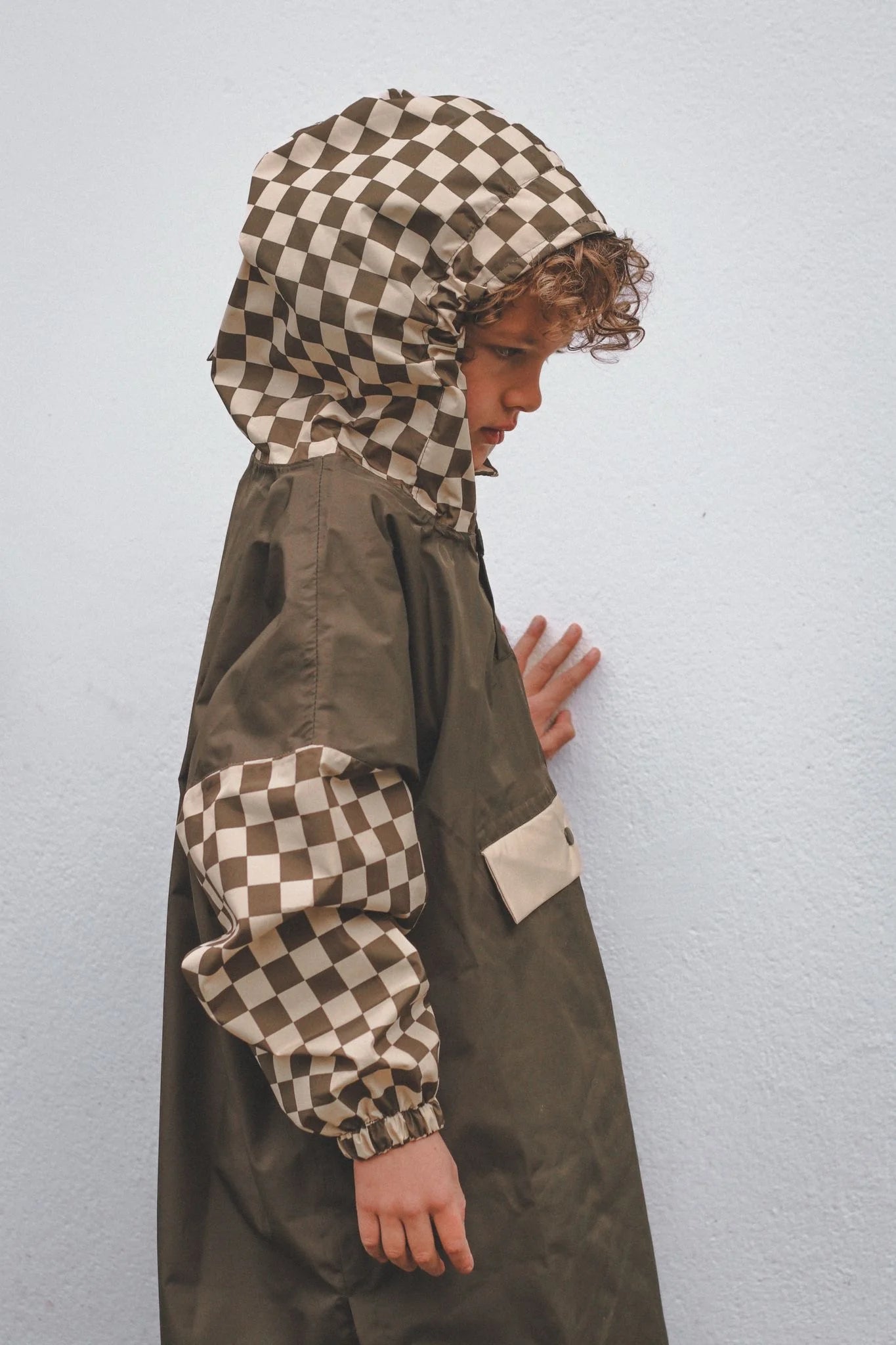 Poncho enfant - Damiers kaki