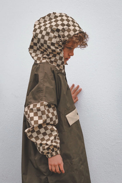 Poncho enfant - Damiers kaki