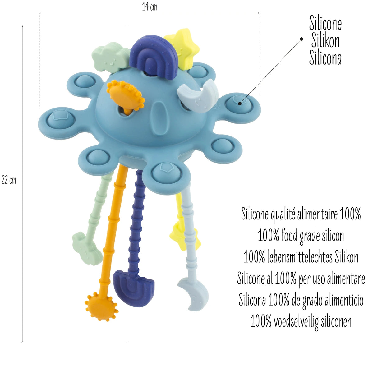 Jouet silicone lune - Bleue
