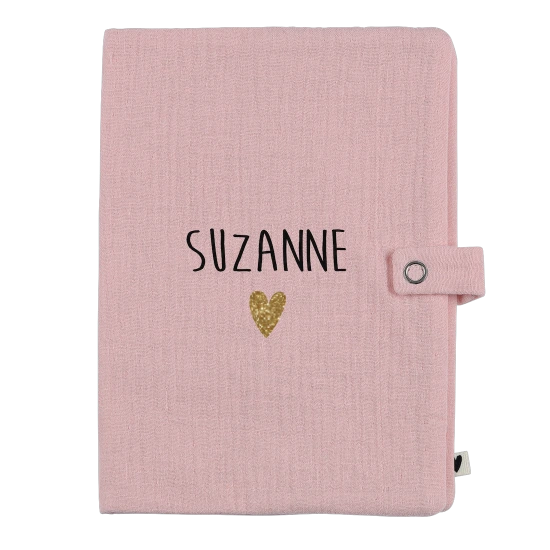 Protège carnet de santé - Gaze rose (sans inscription)