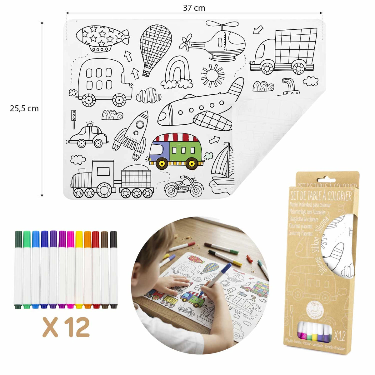 Set de table à colorier - Véhicules